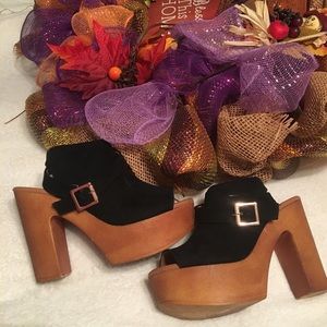 Bamboo Black Faux Suede platform shoes